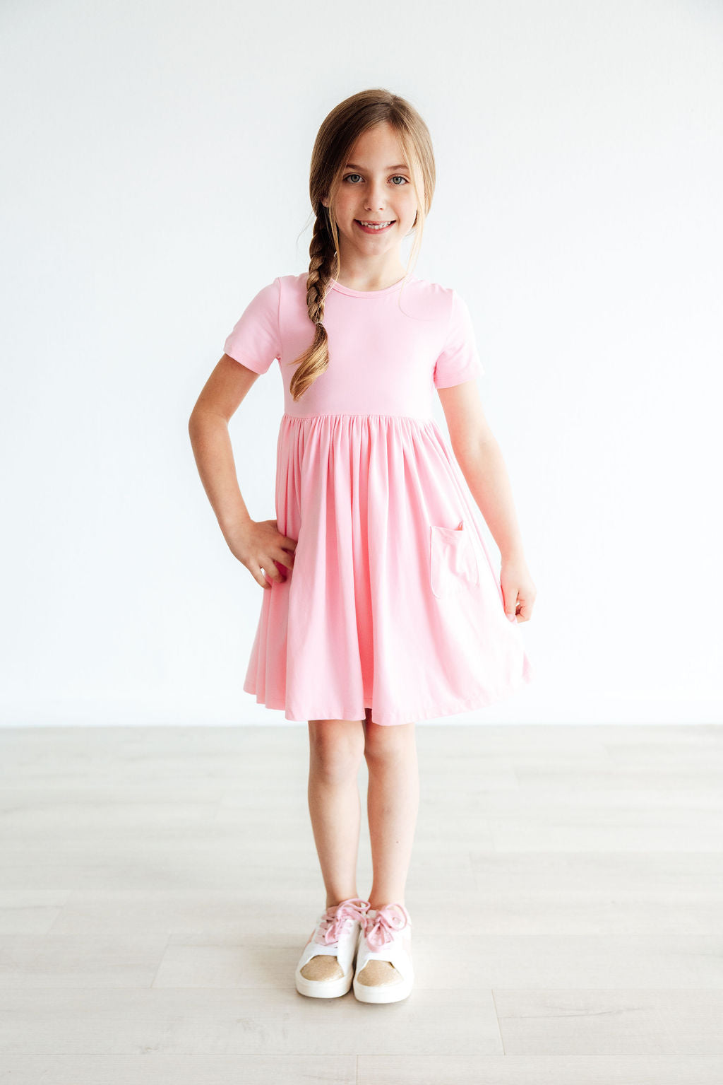 Bubblegum Pink S/S Pocket Twirl Dress by Mila & Rose ®