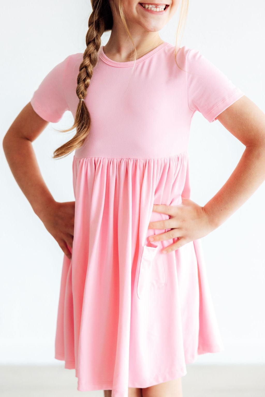 Bubblegum Pink S/S Pocket Twirl Dress by Mila & Rose ®