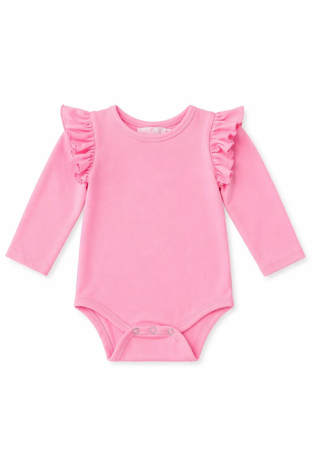 Bubblegum Pink L/S Flutter Bodysuit by Mila & Rose ®