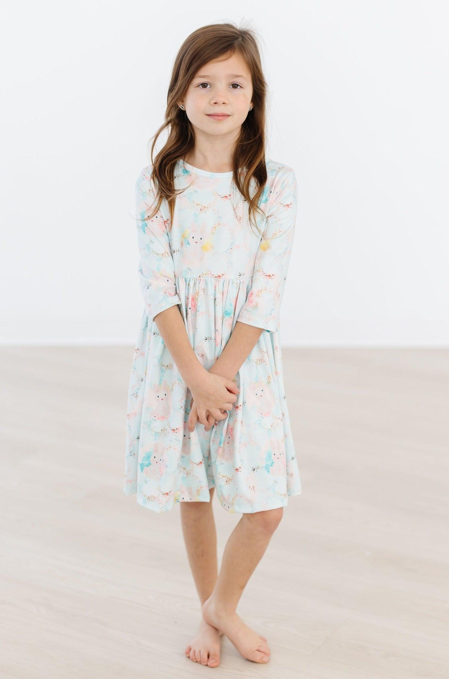 Bunny Dreams 3/4 Sleeve Pocket Twirl Dress by Mila & Rose ®