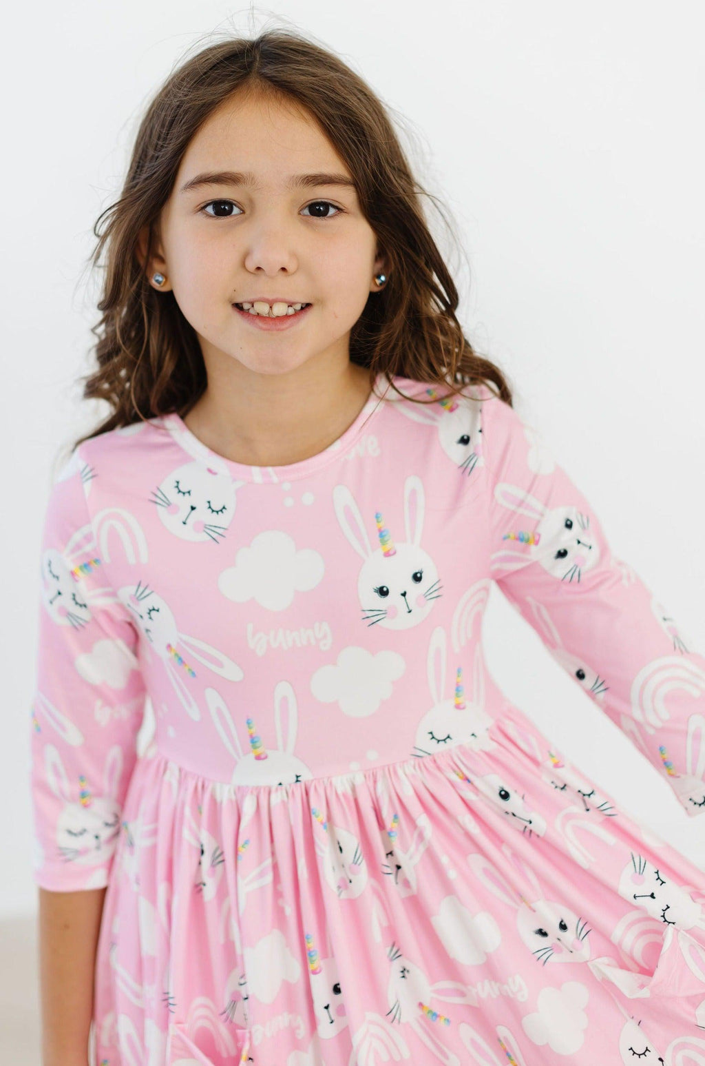 Bunny Love 3/4 Sleeve Pocket Twirl Dress by Mila & Rose ®