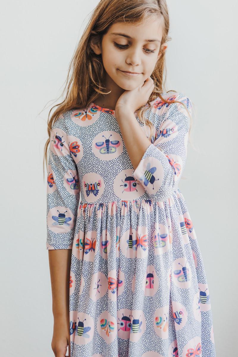 Butterfly Effect 3/4 Sleeve Pocket Twirl Dress by Mila & Rose ®