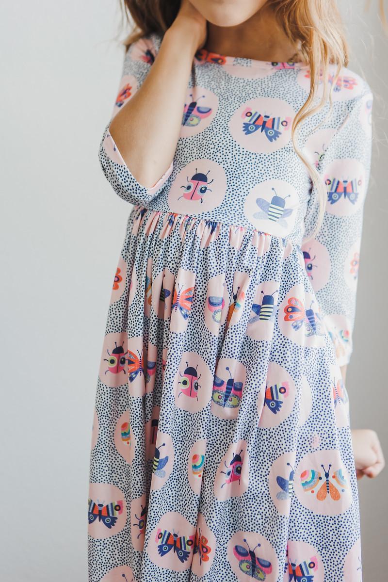 Butterfly Effect 3/4 Sleeve Pocket Twirl Dress by Mila & Rose ®