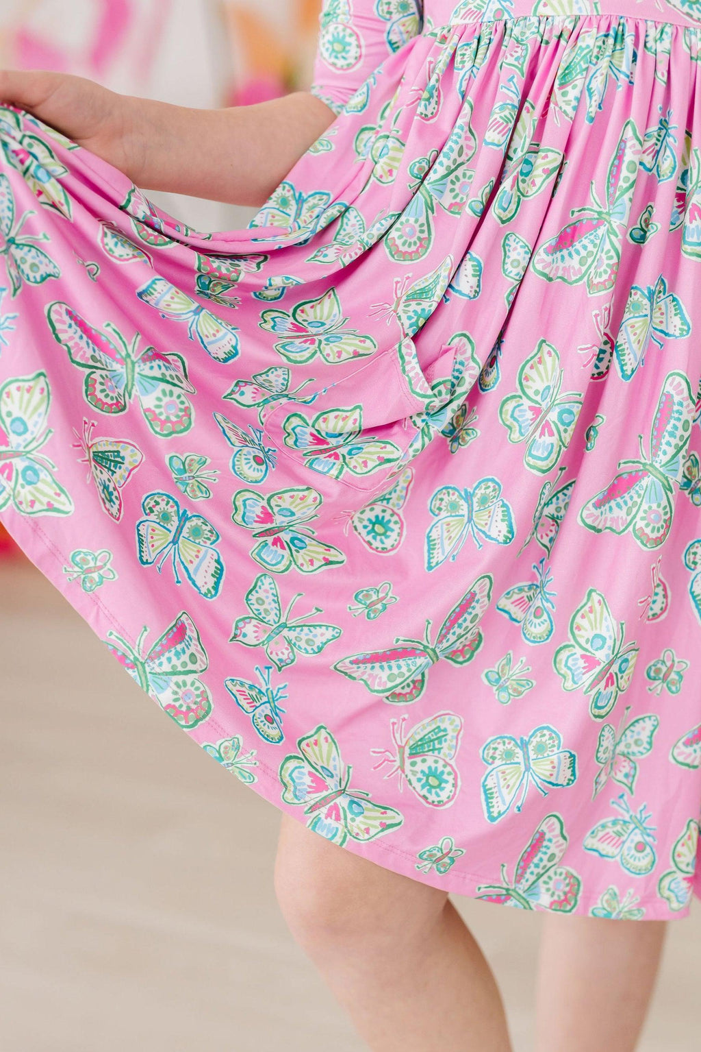Butterfly Garden 3/4 Sleeve Pocket Twirl Dress by Mila & Rose ®