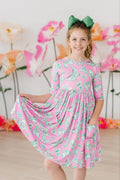 Butterfly Garden 3/4 Sleeve Pocket Twirl Dress by Mila & Rose ®