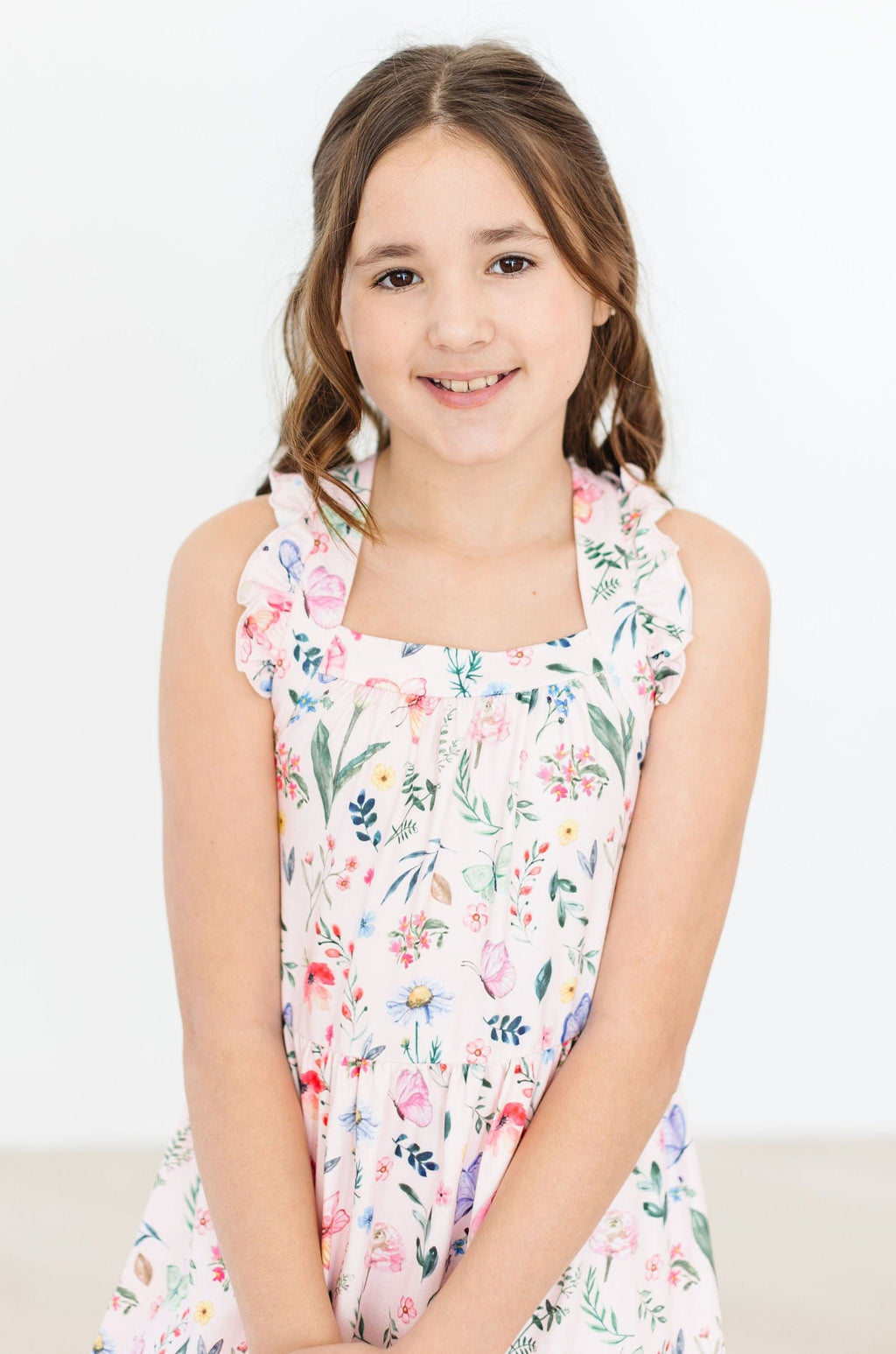 Butterfly Meadows Ruffle Cross Back Dress by Mila & Rose ®