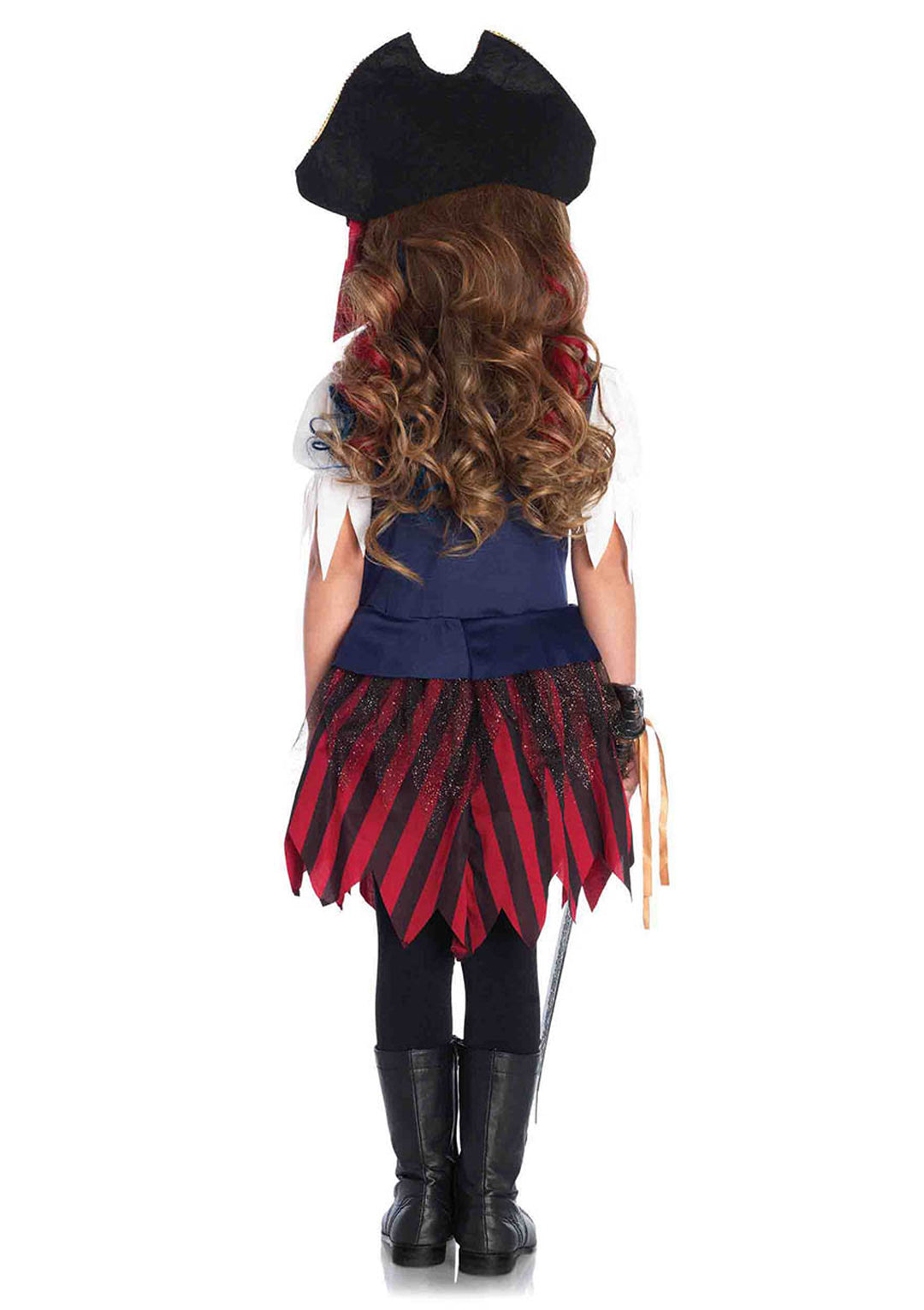 Girl's 2 Piece Caribbean Pirate Costume Including Dress With Belt And Hat
