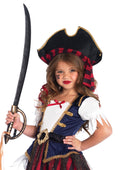 Girl's 2 Piece Caribbean Pirate Costume Including Dress With Belt And Hat