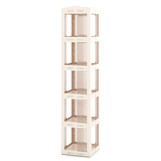 5-Tier Foldable Rotating Bookshelf 360? Spinning Bookcase with Swivel Base-White by LuxuryLifeWay Online Store