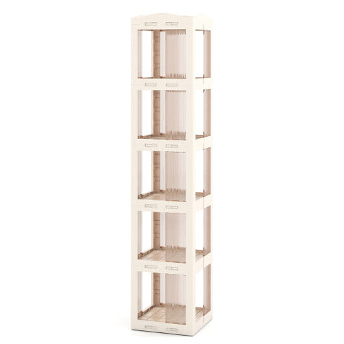 5-Tier Foldable Rotating Bookshelf 360? Spinning Bookcase with Swivel Base-White by LuxuryLifeWay Online Store