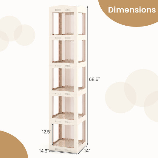 5-Tier Foldable Rotating Bookshelf 360? Spinning Bookcase with Swivel Base-White by LuxuryLifeWay Online Store