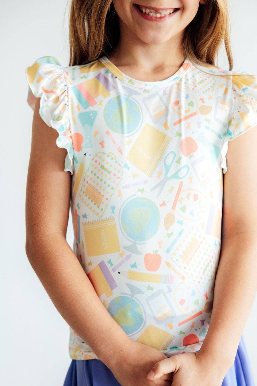 Campus Cutie S/S Ruffle Tee by Mila & Rose ®