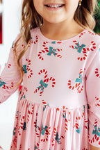 Candy Cane Cutie 3/4 Sleeve Pocket Twirl Dress by Mila & Rose ®