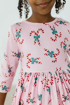 Candy Cane Cutie 3/4 Sleeve Pocket Twirl Dress by Mila & Rose ®