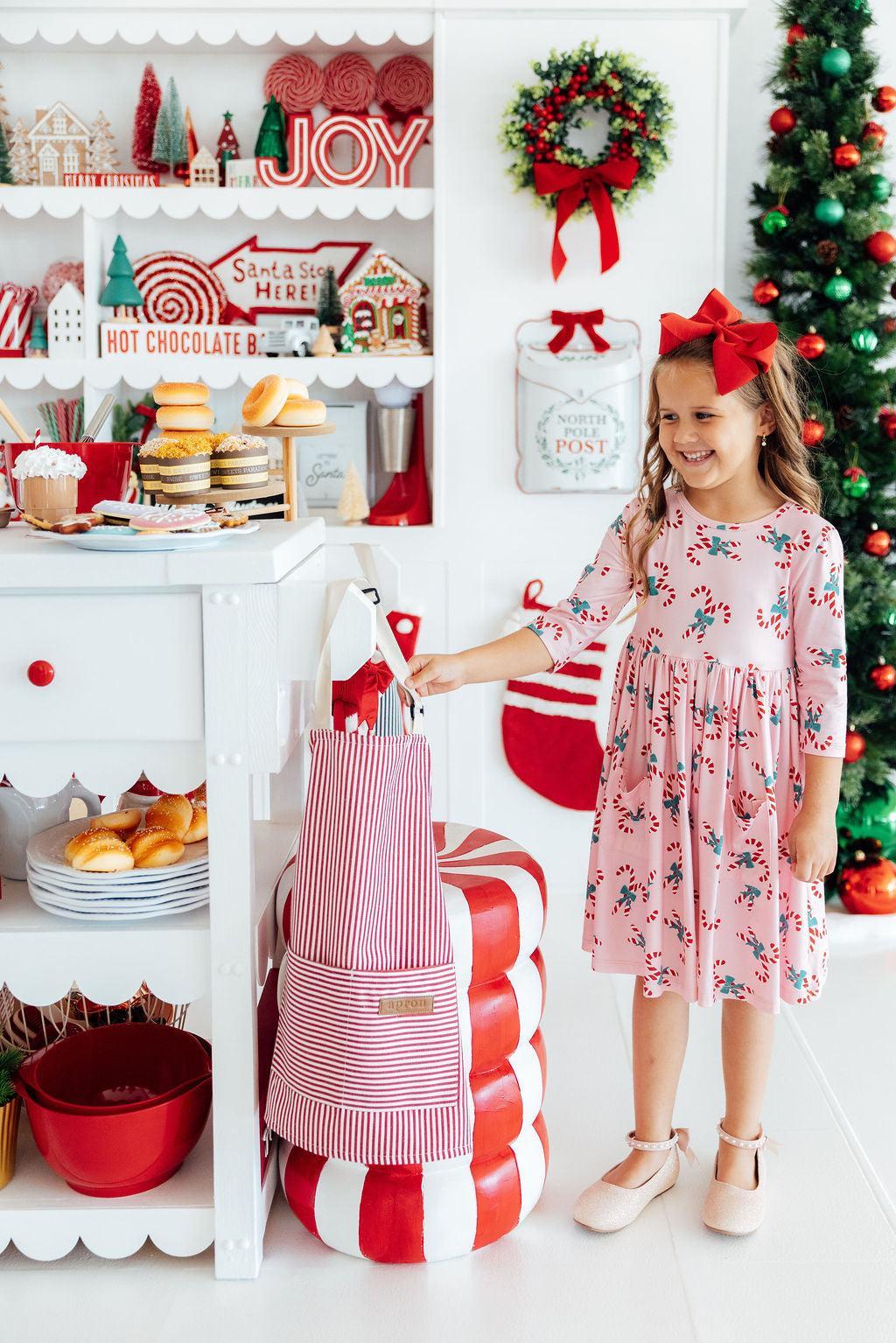 Candy Cane Cutie 3/4 Sleeve Pocket Twirl Dress by Mila & Rose ®