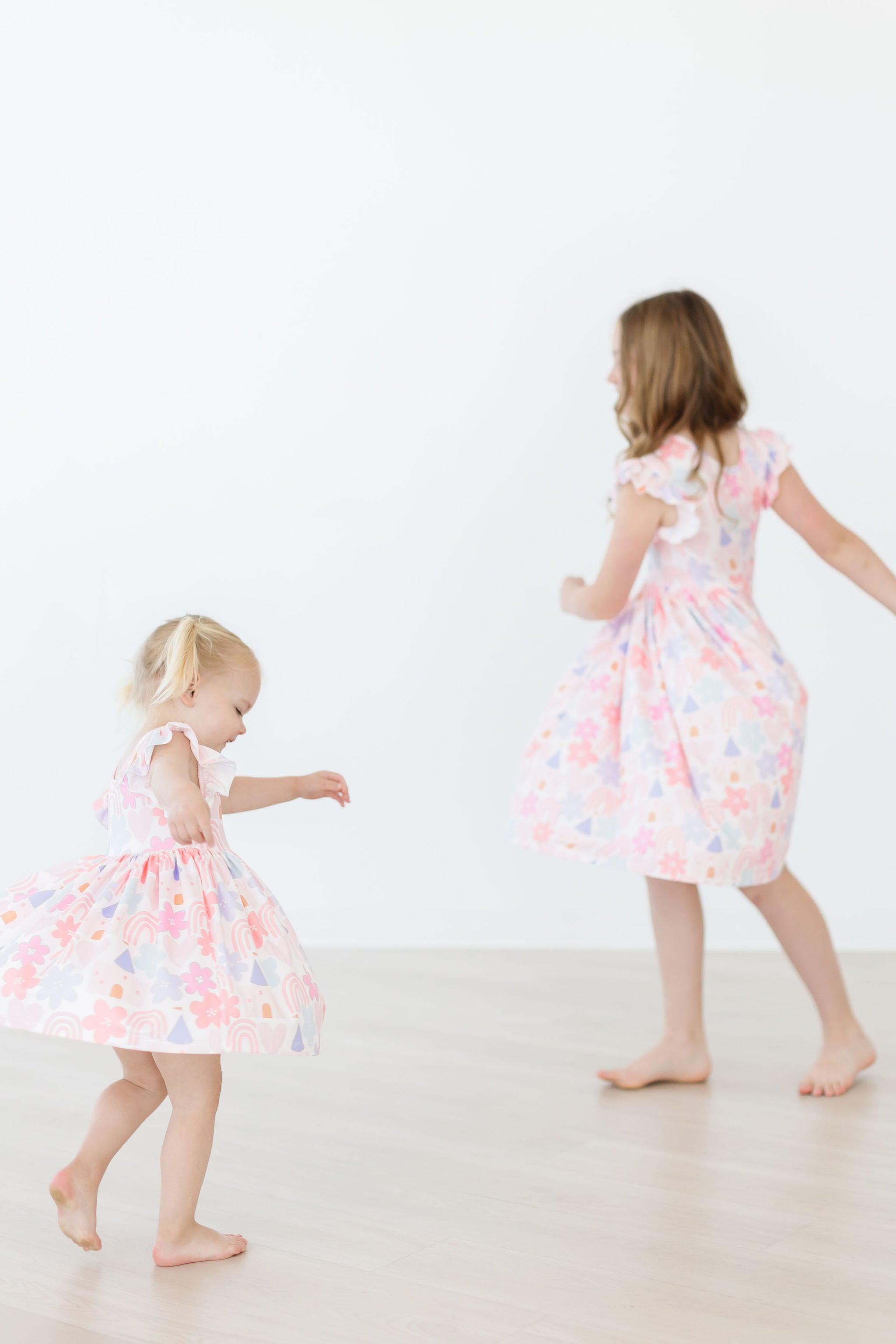 Castles & Rainbows Flutter Sleeve Twirl Dress by Mila & Rose ®