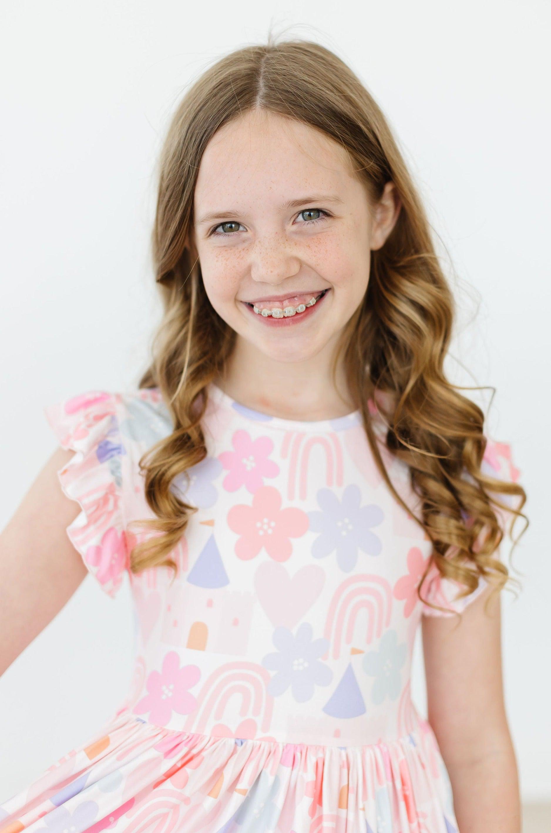 Castles & Rainbows Flutter Sleeve Twirl Dress by Mila & Rose ®