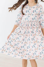 Cheetah Girl 3/4 Sleeve Pocket Twirl Dress by Mila & Rose ®