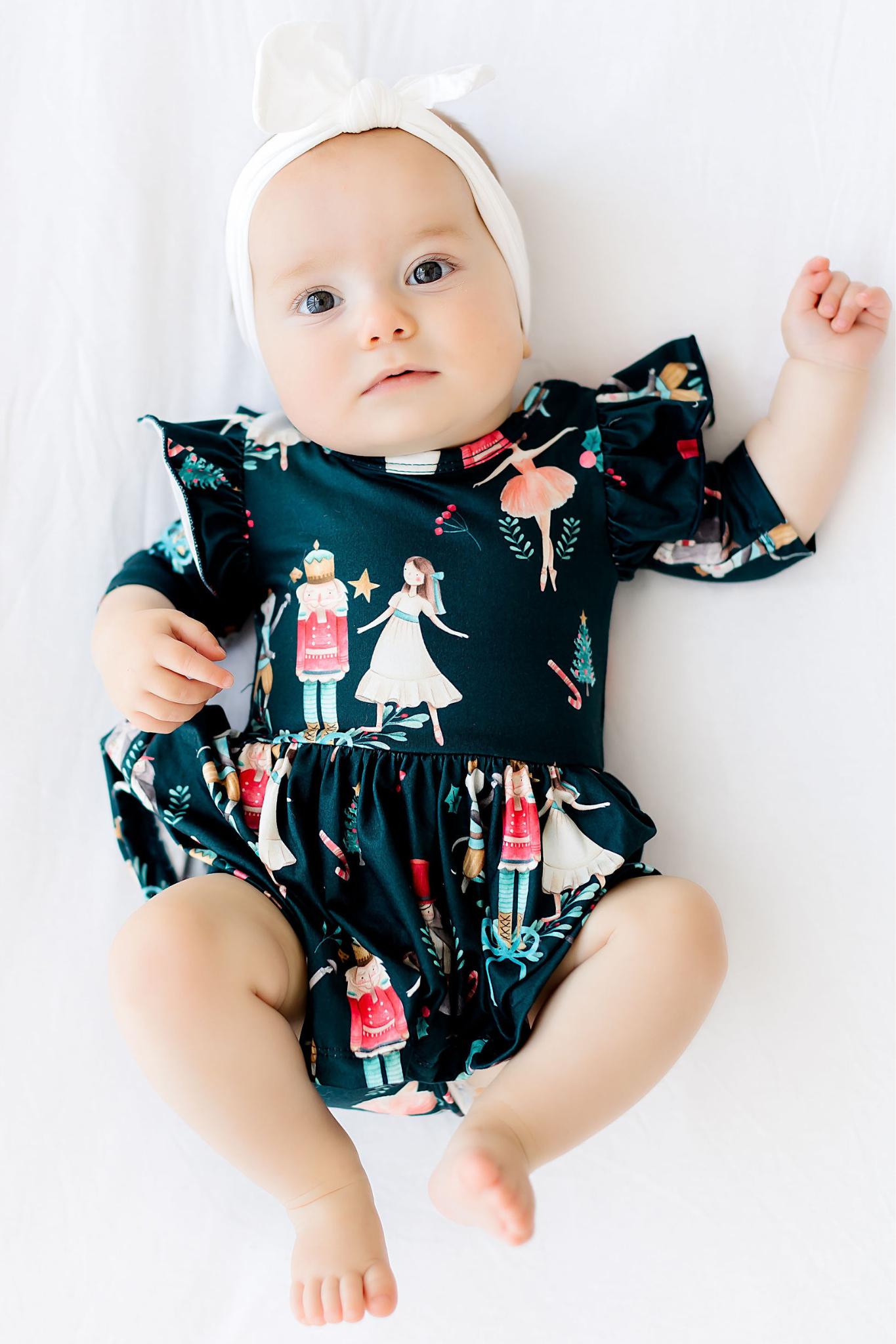 Christmas Ballet 3/4 Sleeve Flutter Twirl Bodysuit by Mila & Rose ®