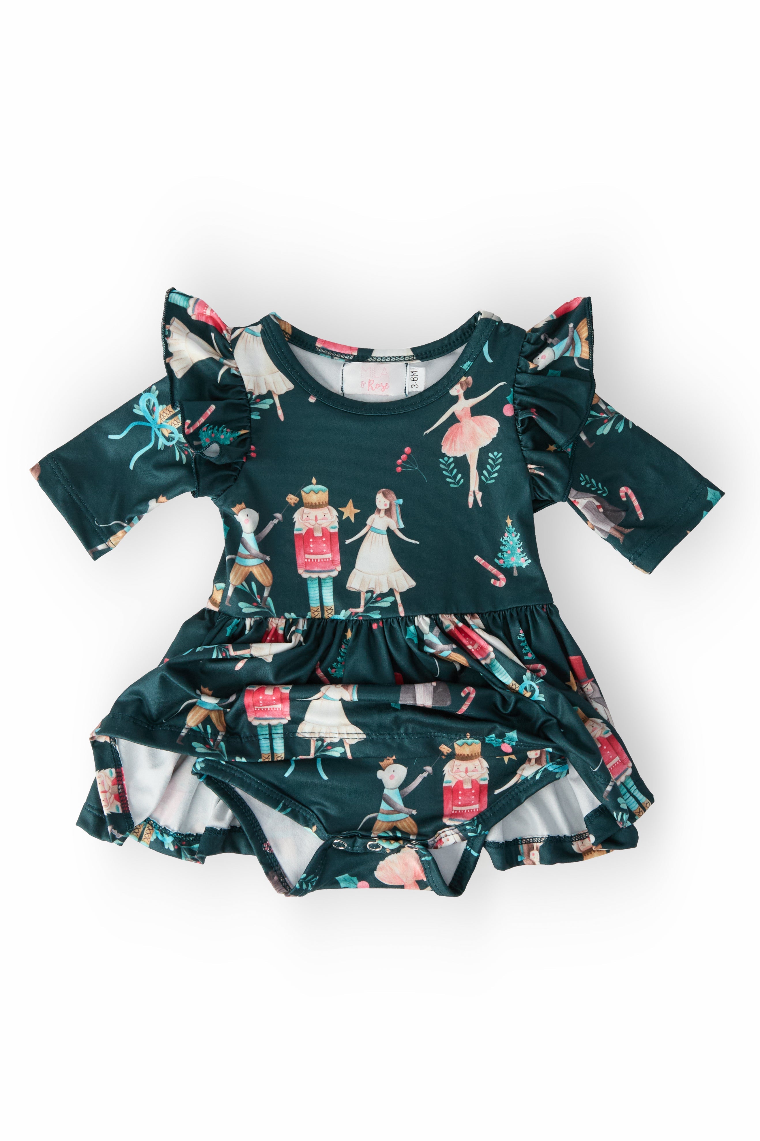 Christmas Ballet 3/4 Sleeve Flutter Twirl Bodysuit by Mila & Rose ®