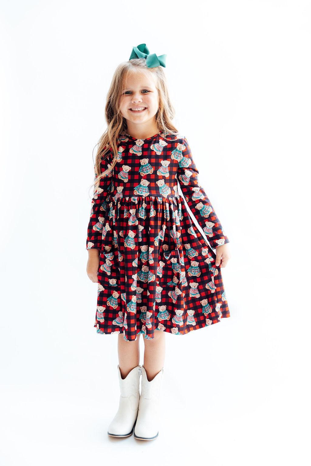 Christmas Bears L/S Pocket Twirl Dress by Mila & Rose ®
