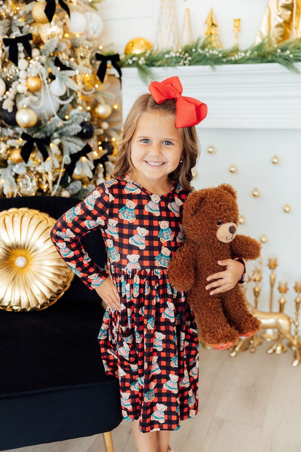 Christmas Bears L/S Pocket Twirl Dress by Mila & Rose ®