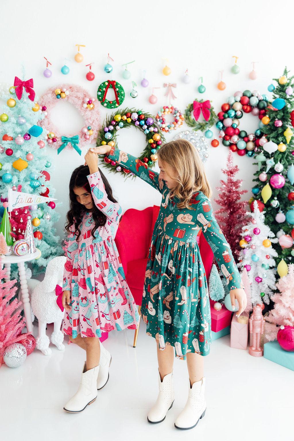 Christmas Cowgirl L/S Pocket Twirl Dress by Mila & Rose ®