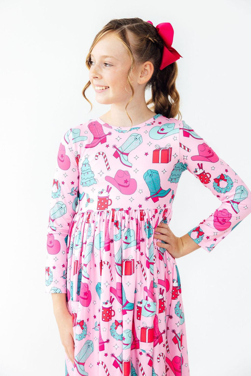Christmas Cowgirl L/S Pocket Twirl Dress by Mila & Rose ®
