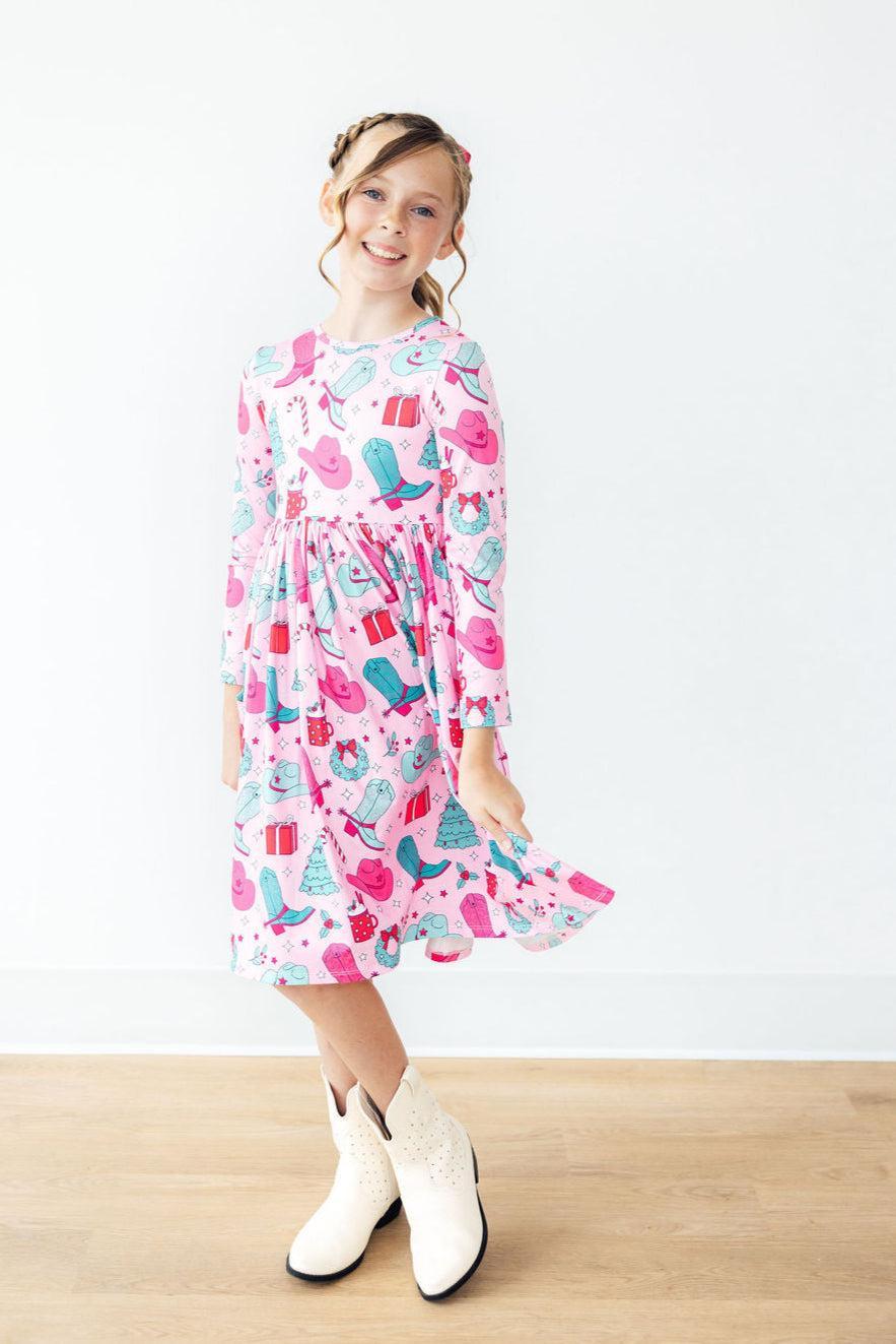 Christmas Cowgirl L/S Pocket Twirl Dress by Mila & Rose ®
