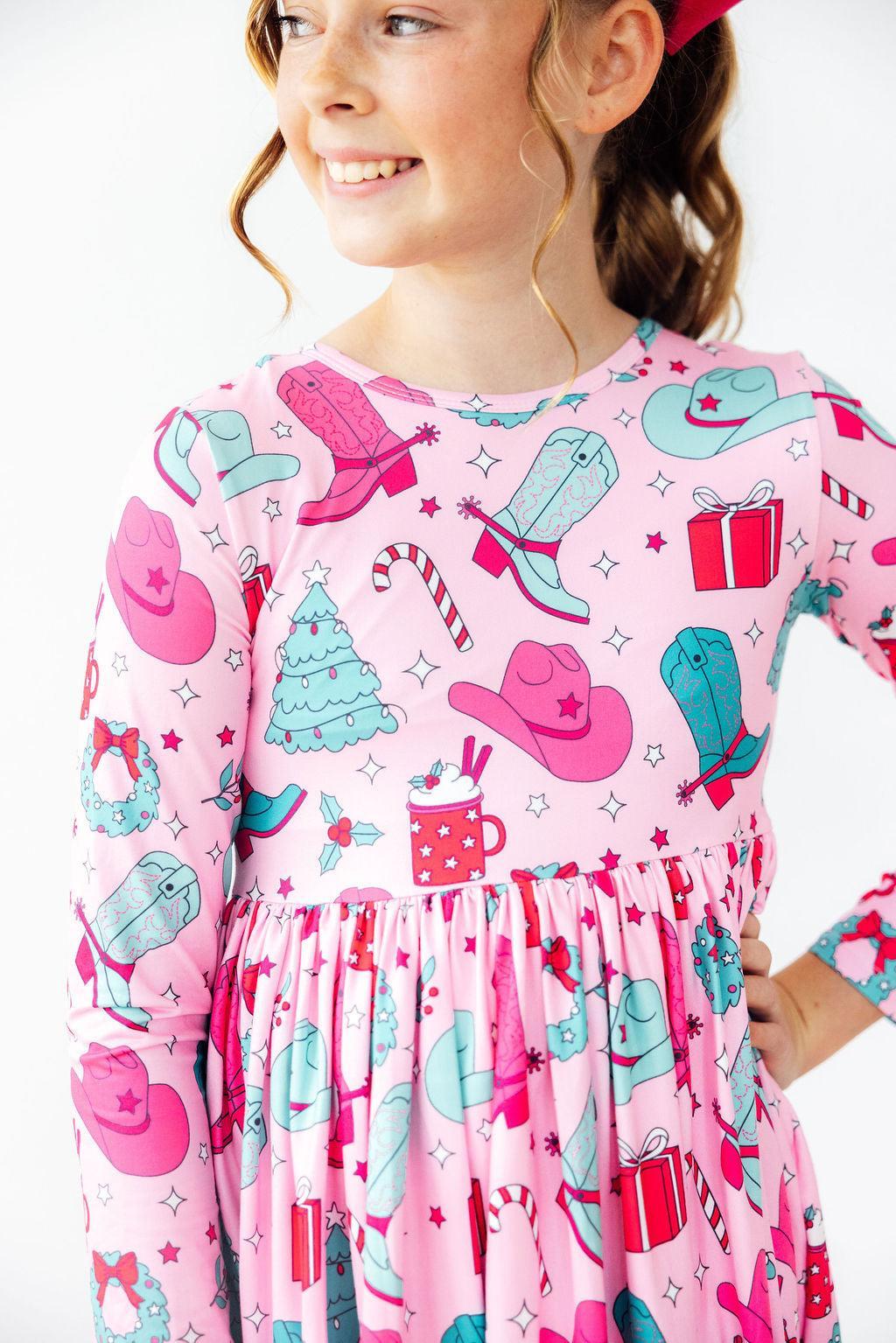 Christmas Cowgirl L/S Pocket Twirl Dress by Mila & Rose ®