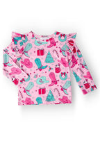 Christmas Cowgirl L/S Ruffle Tee by Mila & Rose ®