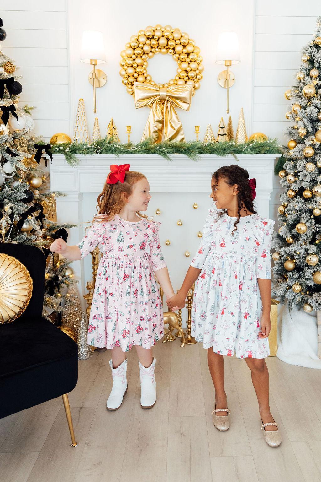 Clara's Christmas 3/4 Sleeve Ruffle Twirl Dress by Mila & Rose ®
