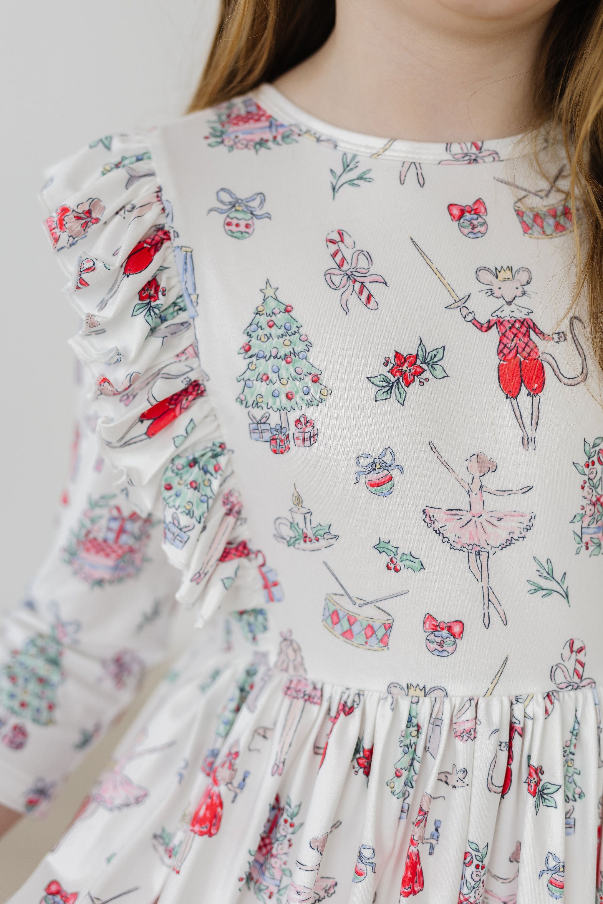 Clara's Christmas 3/4 Sleeve Ruffle Twirl Dress by Mila & Rose ®