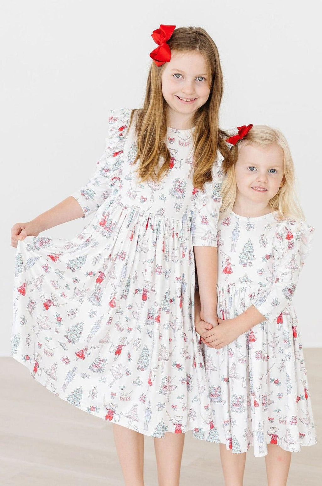 Clara's Christmas 3/4 Sleeve Ruffle Twirl Dress by Mila & Rose ®