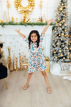 Classic Christmas 3/4 Sleeve Ruffle Twirl Dress by Mila & Rose ®