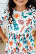 Classic Christmas 3/4 Sleeve Ruffle Twirl Dress by Mila & Rose ®