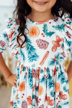 Classic Christmas 3/4 Sleeve Ruffle Twirl Dress by Mila & Rose ®