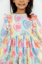 Conversation Hearts 3/4 Sleeve Ruffle Twirl Dress by Mila & Rose ®
