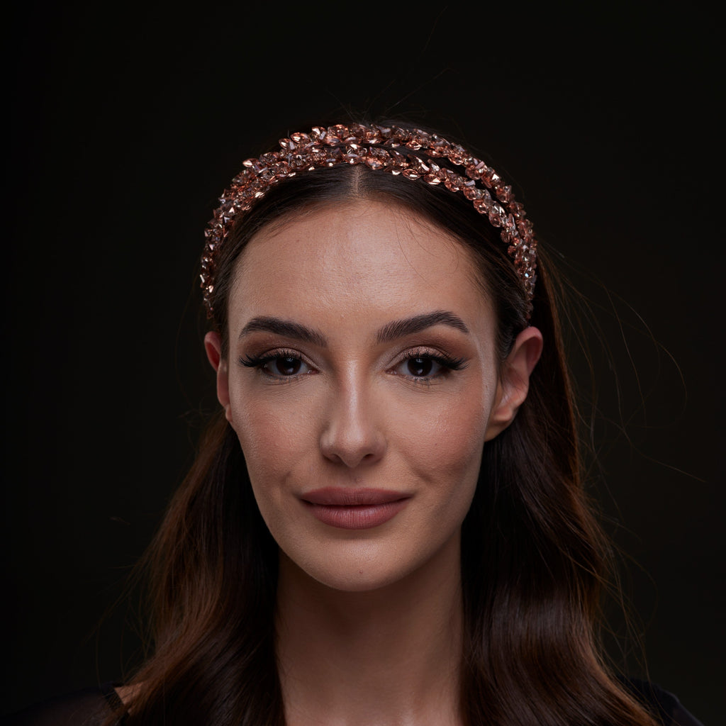 Rose Gold Crystal Beaded Hairband by Bridal Port