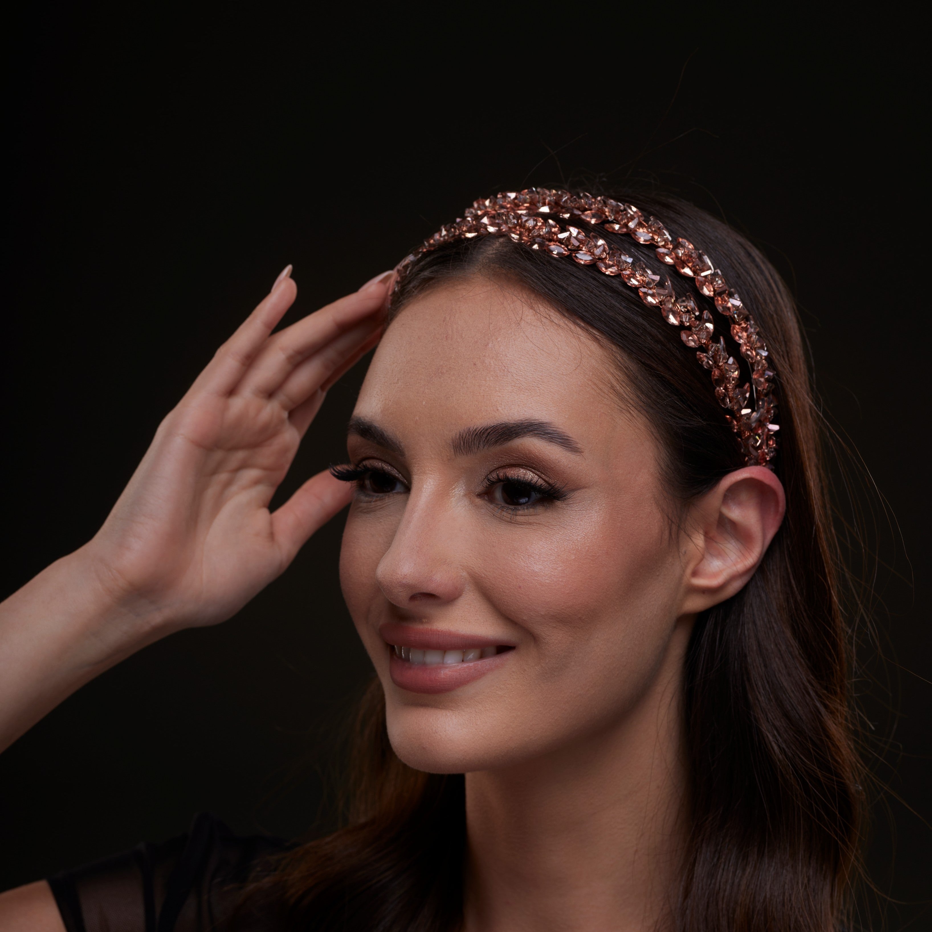 Rose Gold Crystal Beaded Hairband by Bridal Port