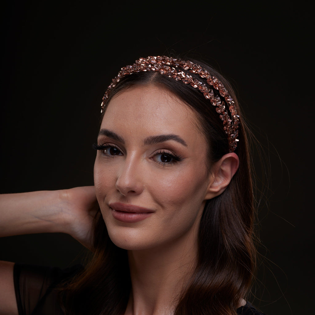 Rose Gold Crystal Beaded Hairband by Bridal Port