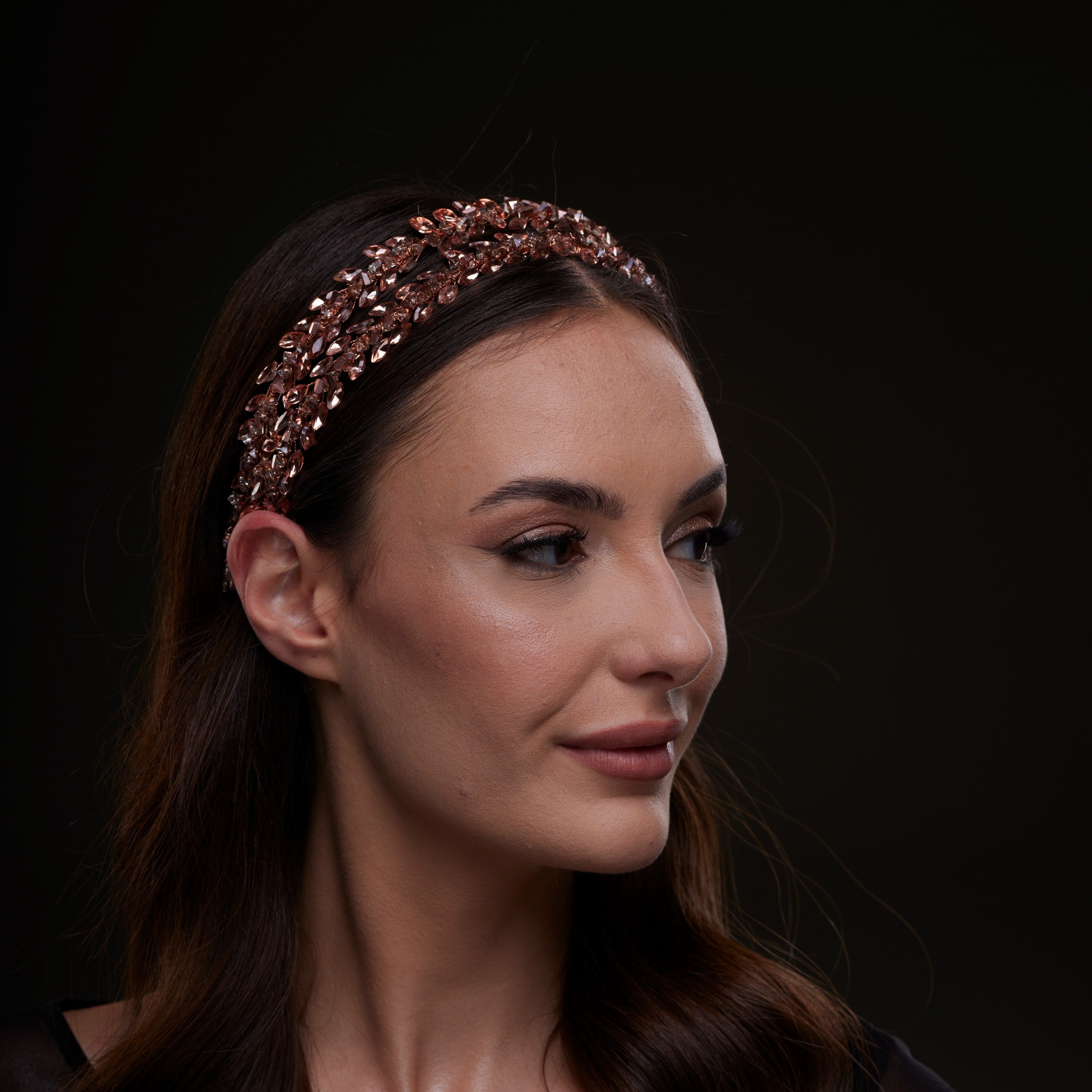 Rose Gold Crystal Beaded Hairband by Bridal Port