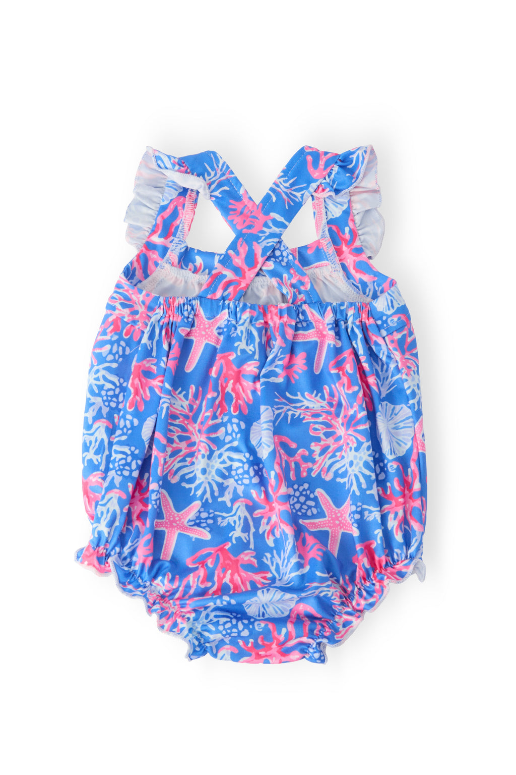 Coral Cove Ruffle Cross Back Romper by Mila & Rose ®