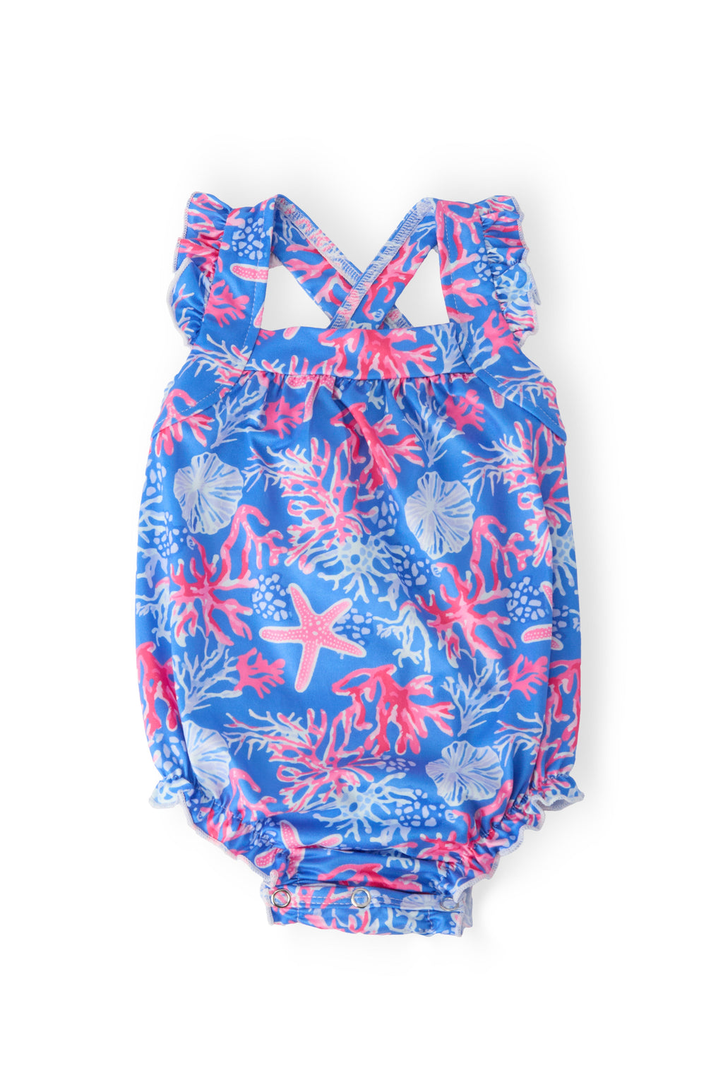Coral Cove Ruffle Cross Back Romper by Mila & Rose ®