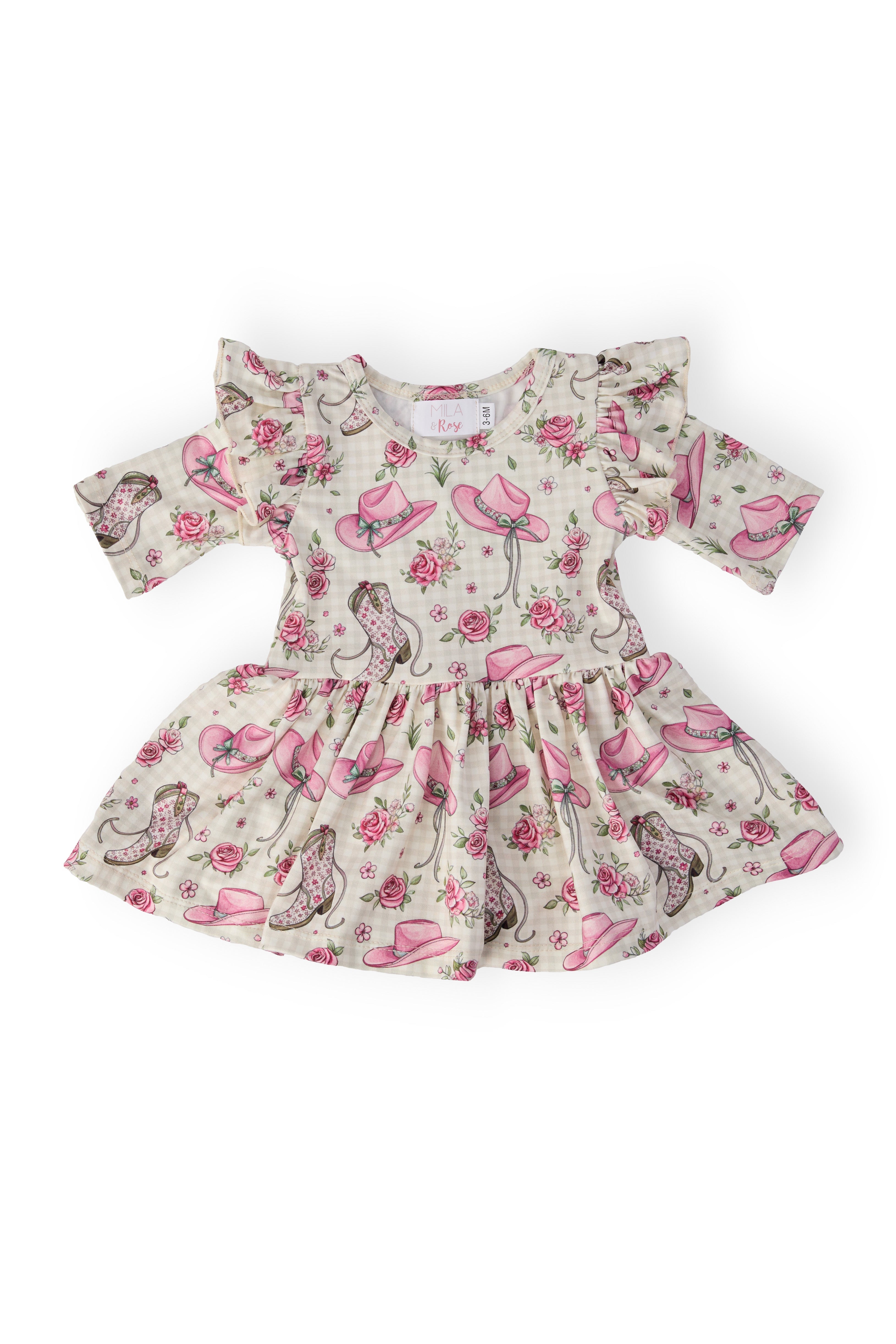 Cowgirl Cutie 3/4 Sleeve Flutter Twirl Bodysuit by Mila & Rose ®