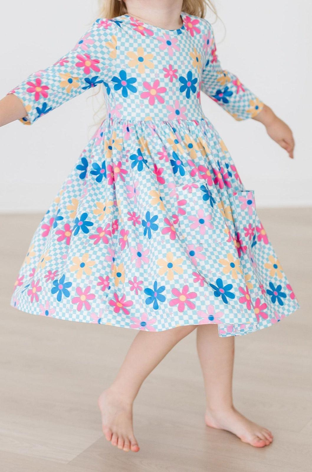 SALE Crazy Daisy 3/4 Sleeve Pocket Twirl Dress by Mila & Rose ®