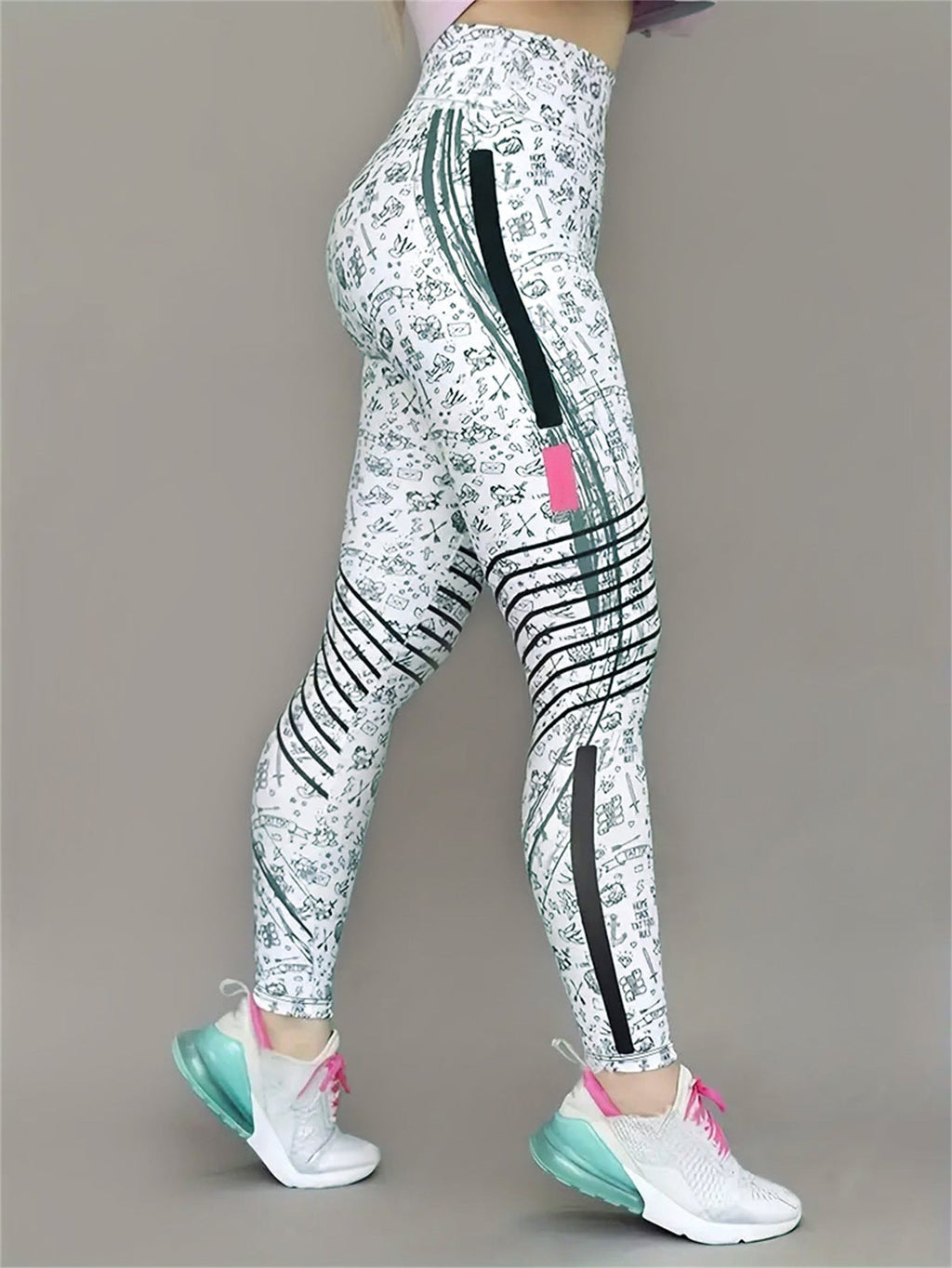 High-Elastic Printed Yoga Leggings – High Waist Tummy Control Fitness Pants by FitiqueFit