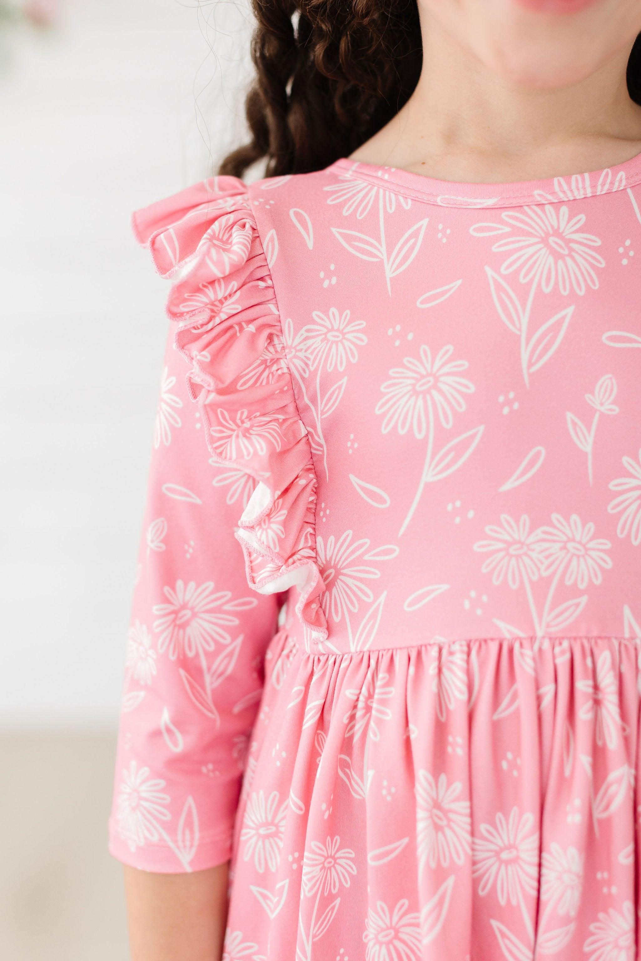 Dahlia Doodles 3/4 Sleeve Ruffle Twirl Dress by Mila & Rose ®