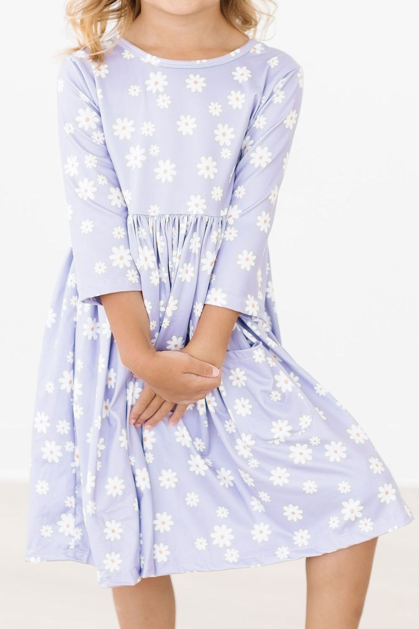 Dainty Daisies 3/4 Sleeve Pocket Twirl Dress by Mila & Rose ®