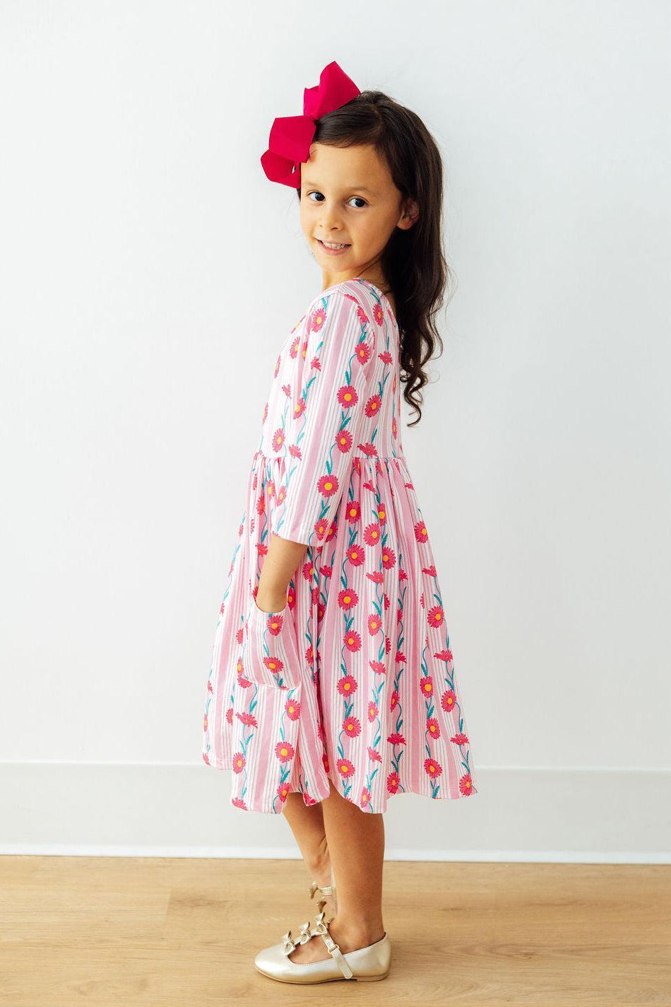 Daisy Chain 3/4 Sleeve Pocket Twirl Dress by Mila & Rose ®